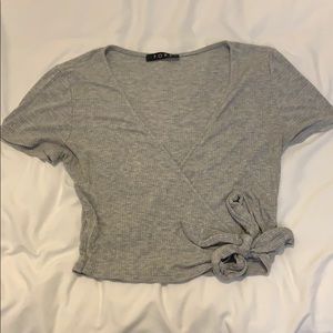 Grey wrap top